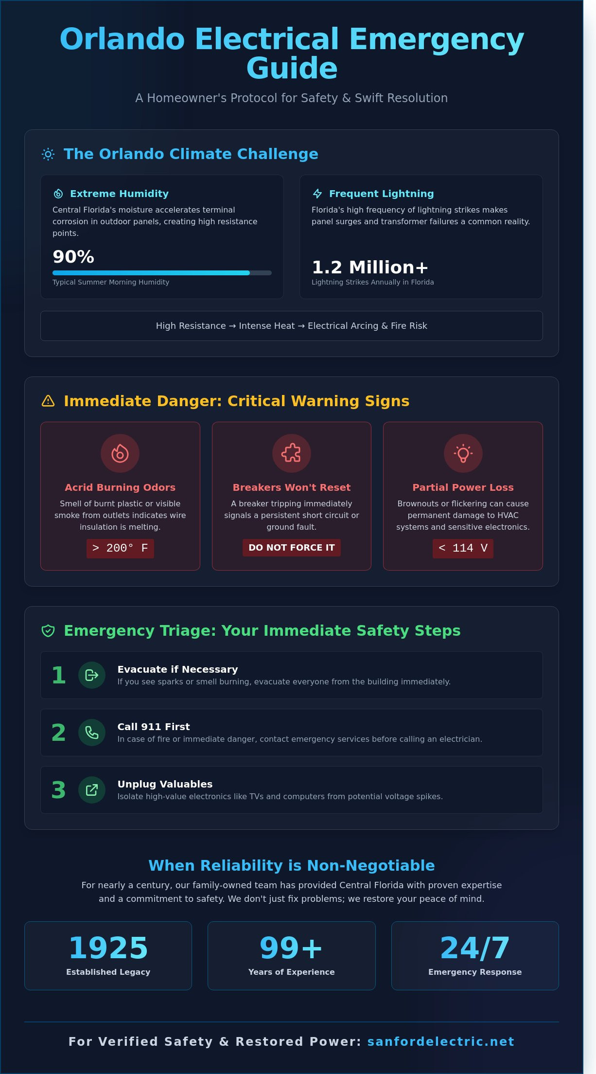 24 Hour Electrician Near Me Orlando: Emergency Services Since 1925 - Infographic